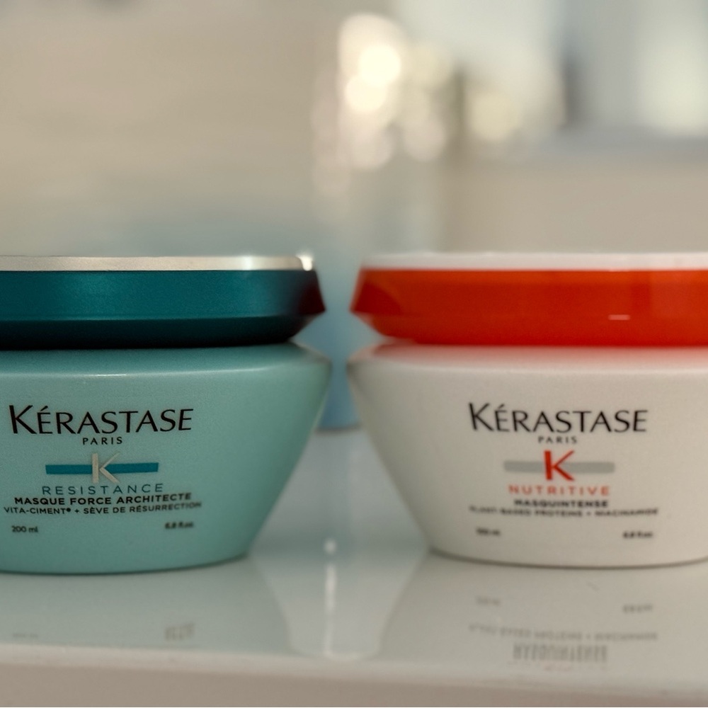 L'Oreal Kérastase Resistance & Nutritive Hair Masques - Teal and Orange
